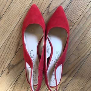 Sole Society Phoebe Red Block Heels, Size 7.5